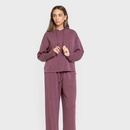 Sudadera capucha estilo modal mujer berenjena