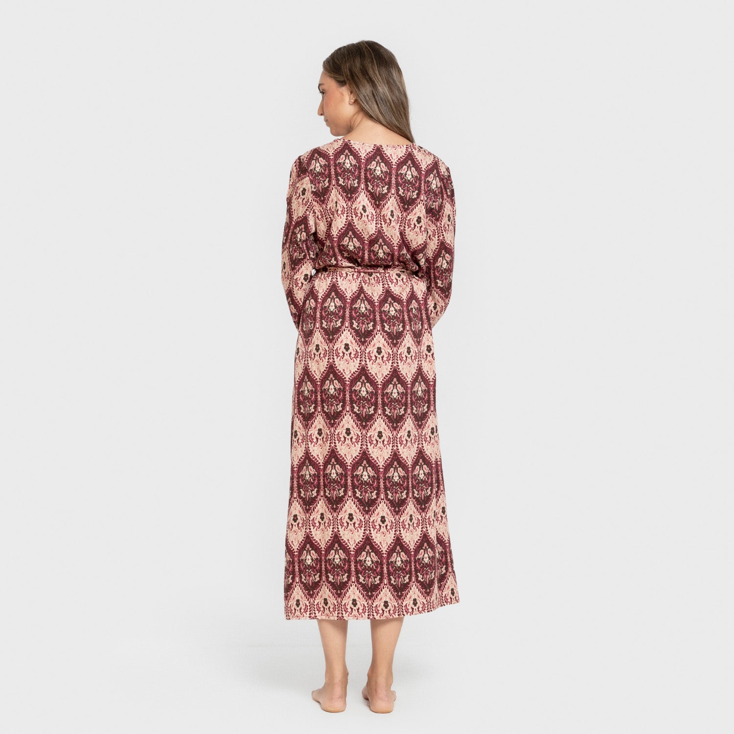 Vestido midi manga larga pico viscosa Ceramide