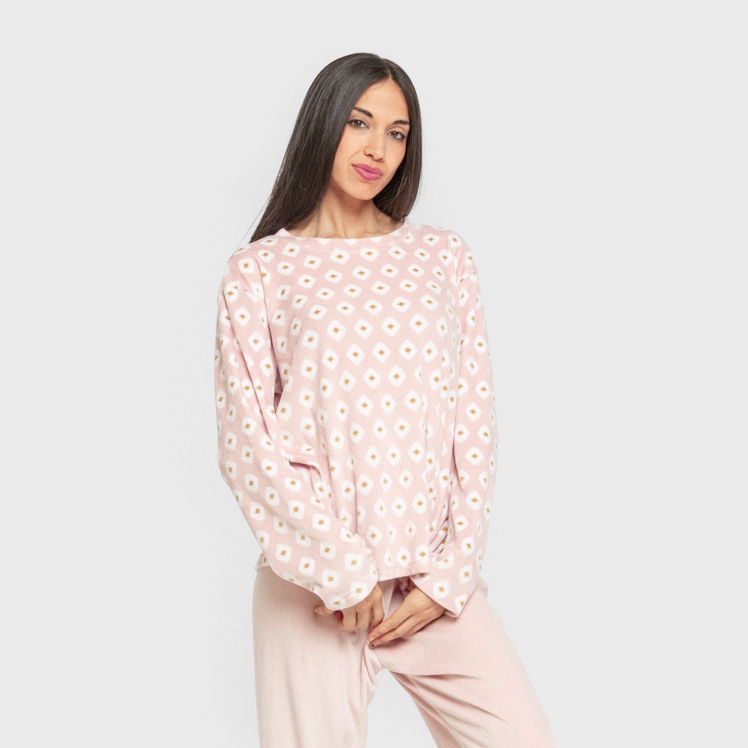 Pijama terciopelo super soft mujer Joy rosa palo
