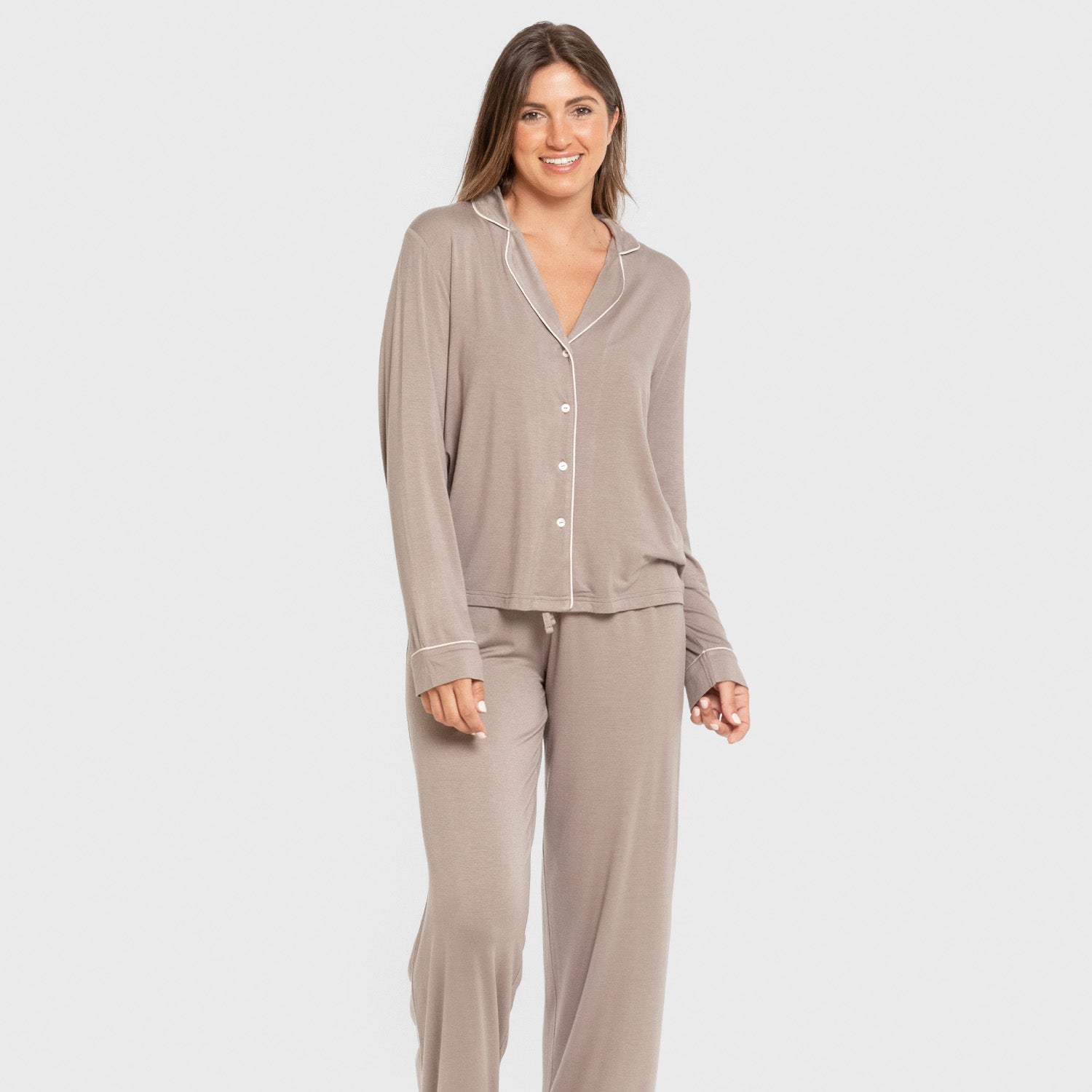 Pijama manga larga camisero viscosa punto mujer Vison