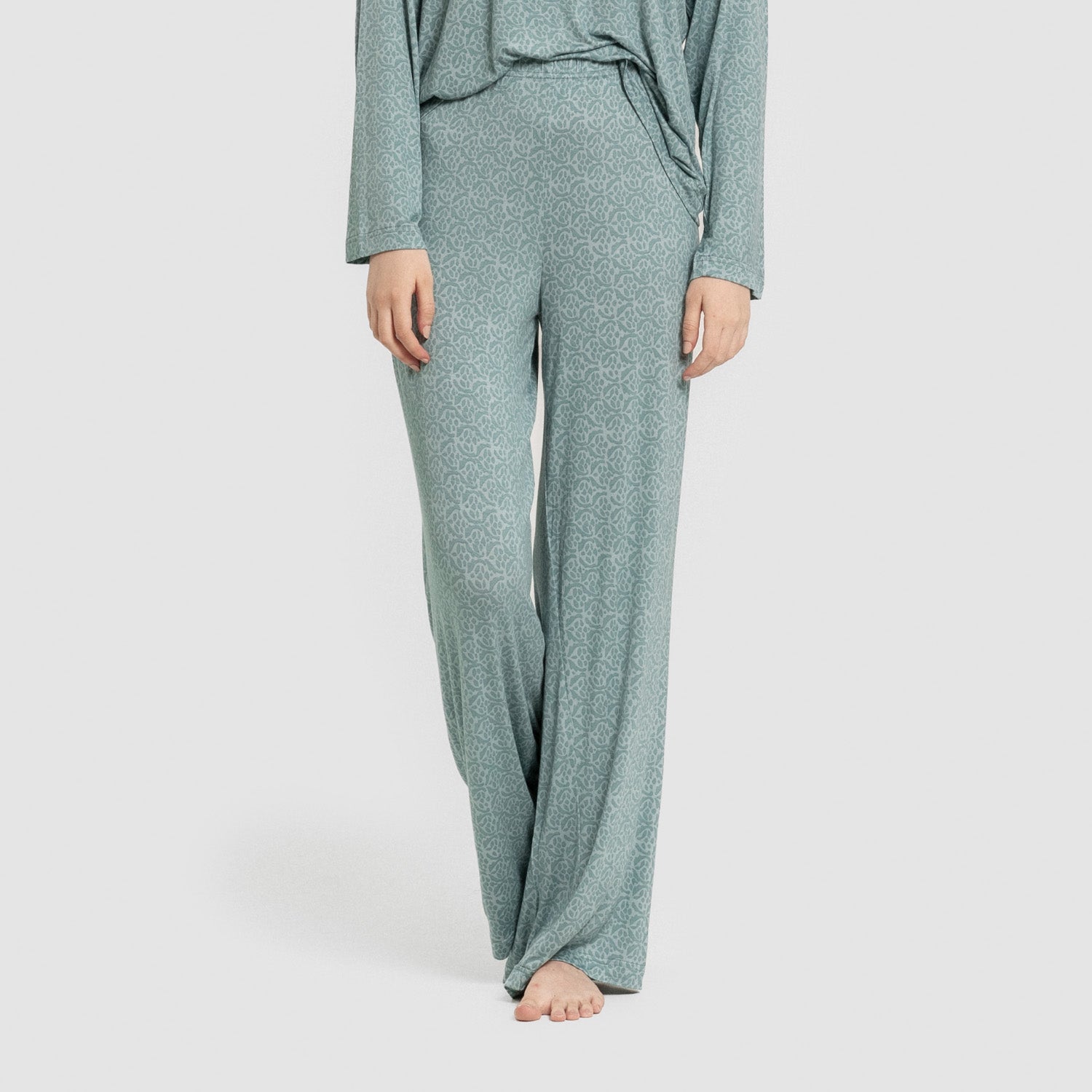 Pijama largo viscosa mujer Virgo verde agua