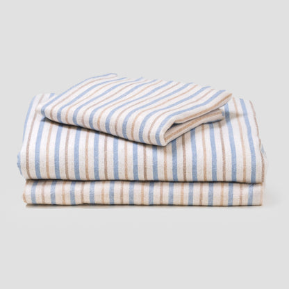 Juego de sábanas franela Raya Benet arena - indigo cuna