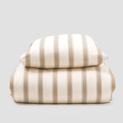 Capa de edredão franela Raya Sitges verde-seco - taupe