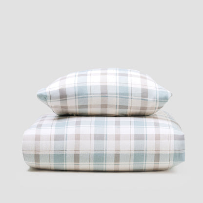 Capa de edredão franela Cuadro Noric verde