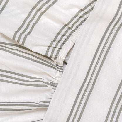 Juego de sábanas algodón Raya Amunia verde seco