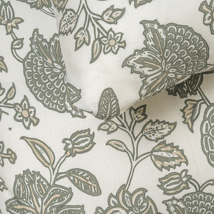 Capa de edredão de algodão Enelia verde seco - taupe